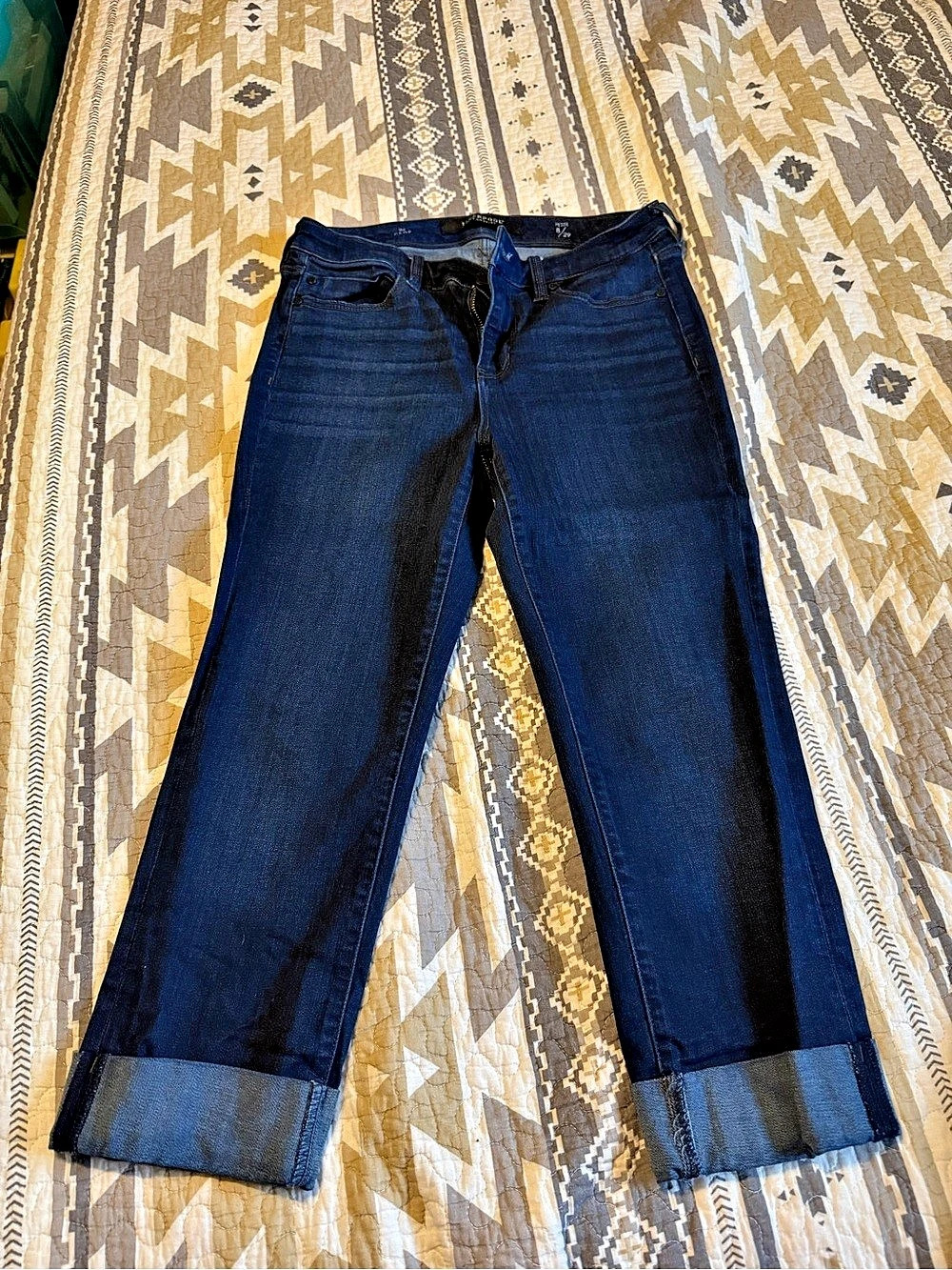 Liverpool Los Angeles The Crop Jeans 8/29 Petite Dark Wash Cuffed Stretch Like N